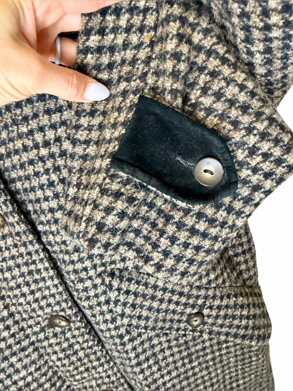 Vintage L.L. Bean Wool Houndstooth Jacket - Size SP - Picture 10 of 16